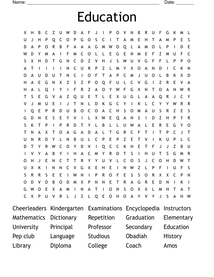 Education Word Search WordMint Education Word Search WordMint