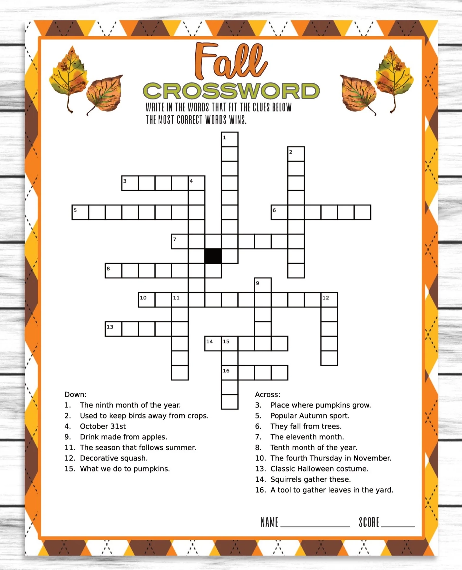 Fall Autumn Party Family Reunion Crossword Puzzle Game Printable Kids Enjoymyprintables Fall Autumn Party Family Reunion Crossword Puzzle Game Printable Kids Enjoymyprintables
