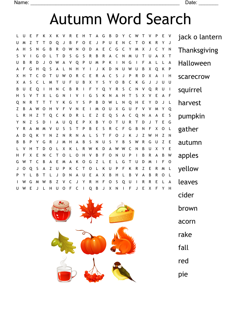 FALL BREEZE AUTUMN LEAVES Word Search WordMint
