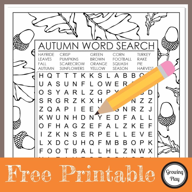 Fall Word Search Printable Growing Play Fall Word Search Printable Growing Play