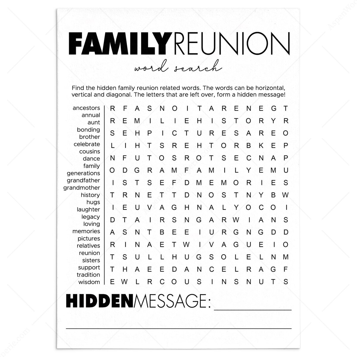 Family Word Search Printable Family Gathering Activities