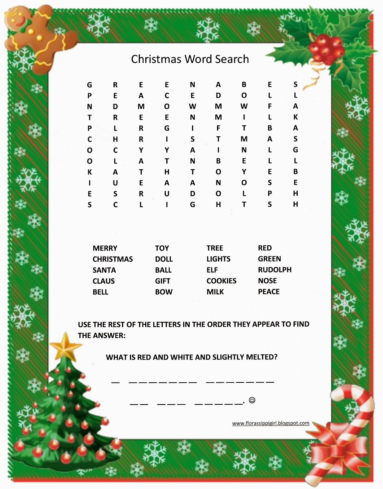 Free Printable Christmas Word Search Pages