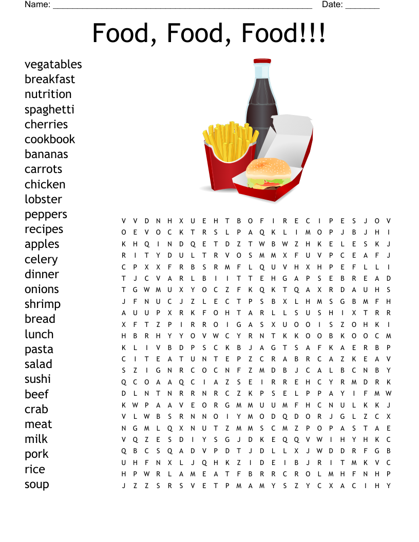 Food Word Searches Printable Food Word Searches Printable