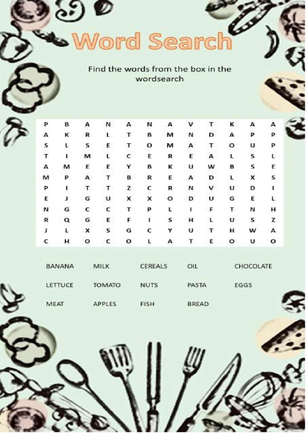 Food Word Find Printable Food Word Find Printable
