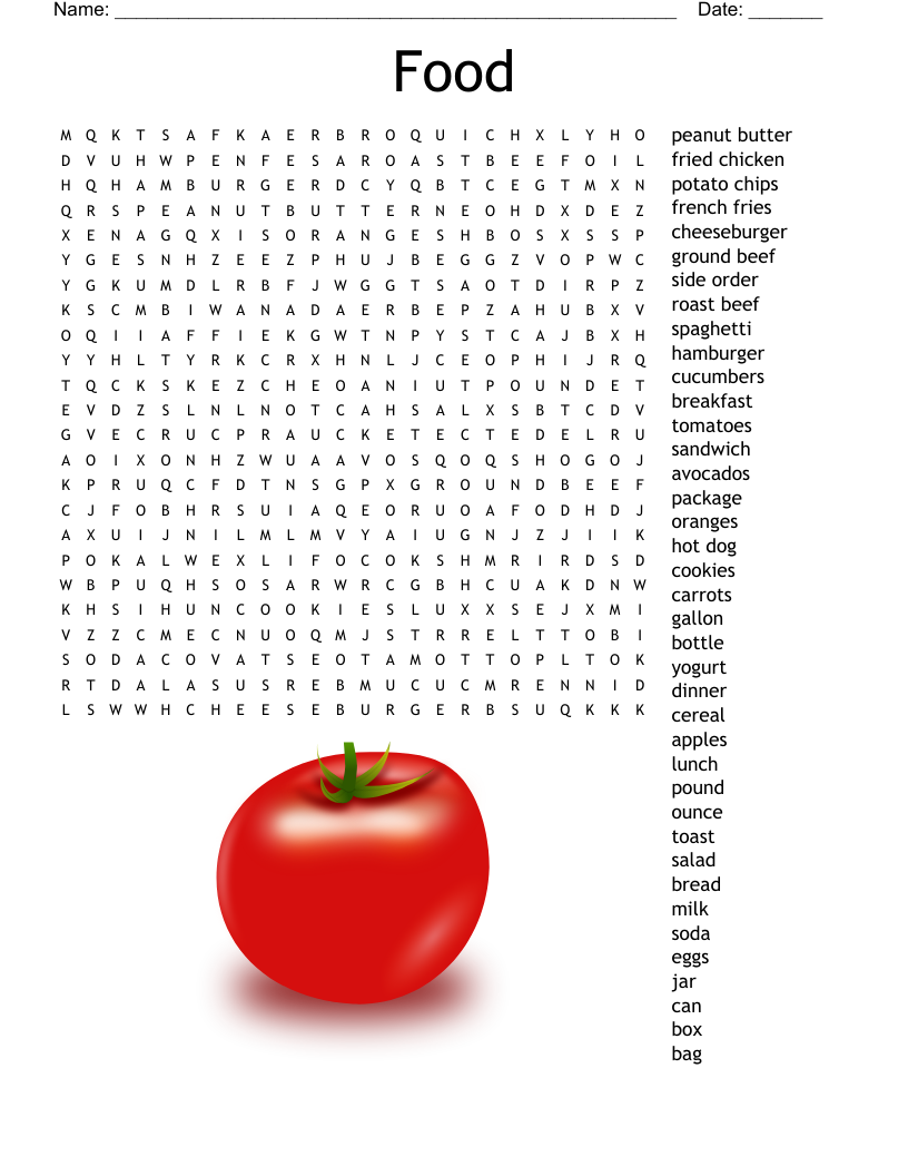 Food Word Search Free Printable Food Word Search Free Printable