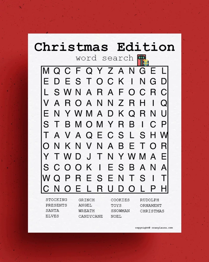 Free Christmas Word Search Printable PDF Game Sheets Crazy Laura Free Christmas Word Search Printable PDF Game Sheets Crazy Laura