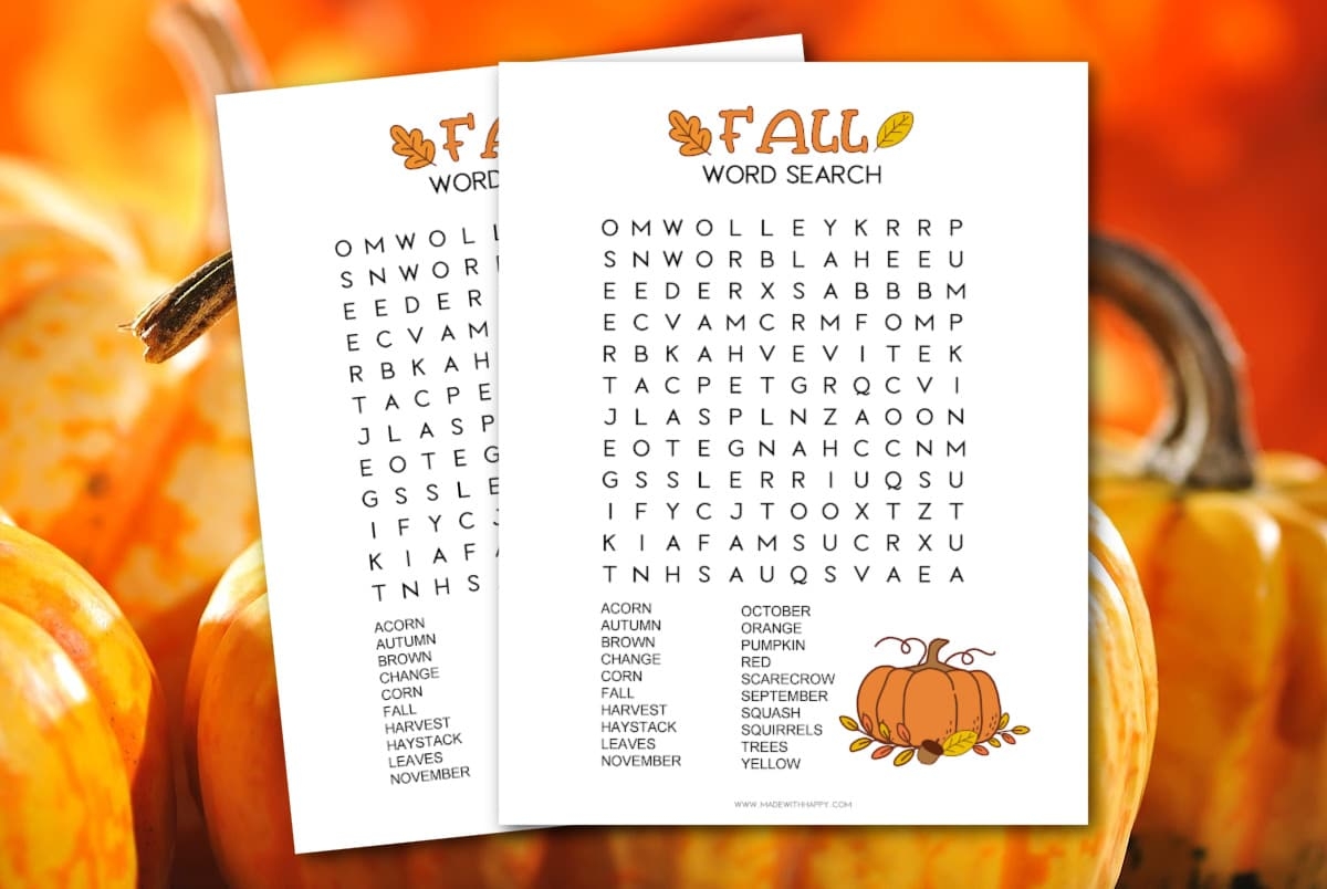 Free Printable Fall Word Puzzles