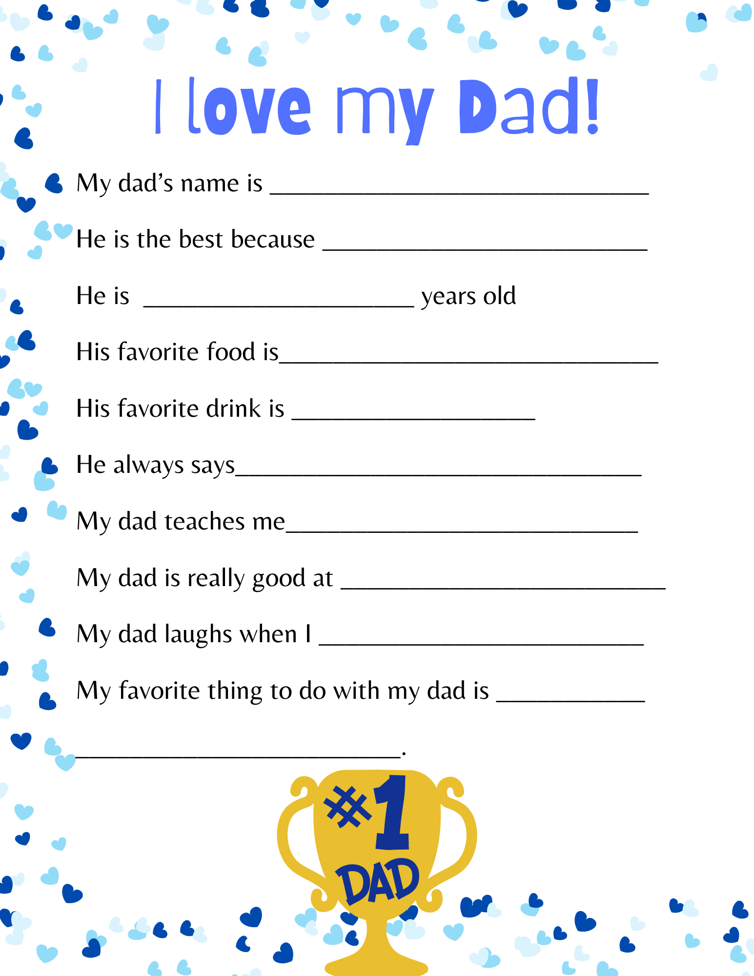 Father's Day About My Dad Printable Father's Day About My Dad Printable