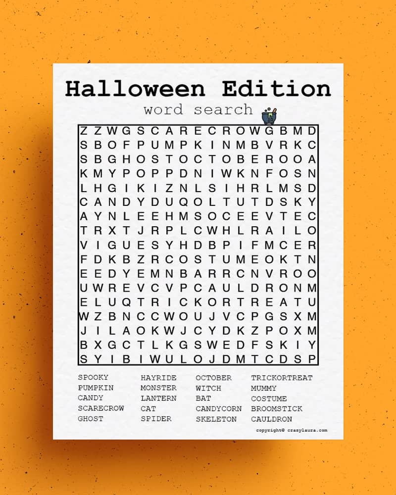 Halloween Word Search Free Printable Easy