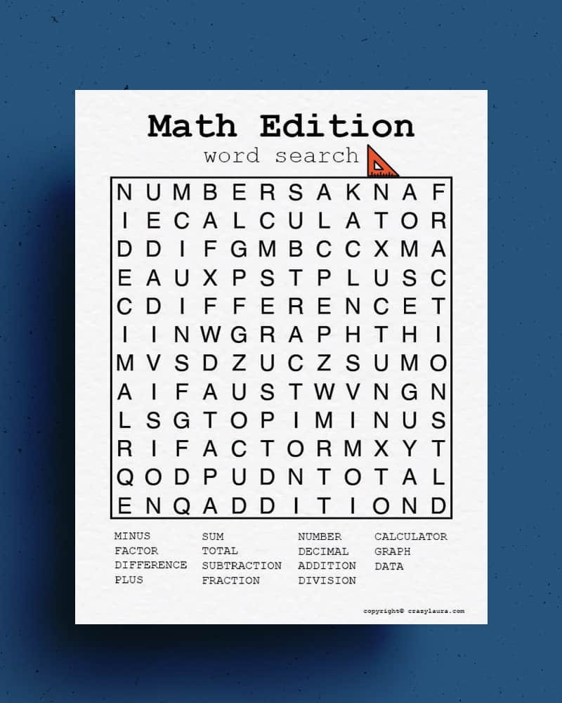 Free Math Word Search Printable Games PDF Sheets Crazy Laura Free Math Word Search Printable Games PDF Sheets Crazy Laura