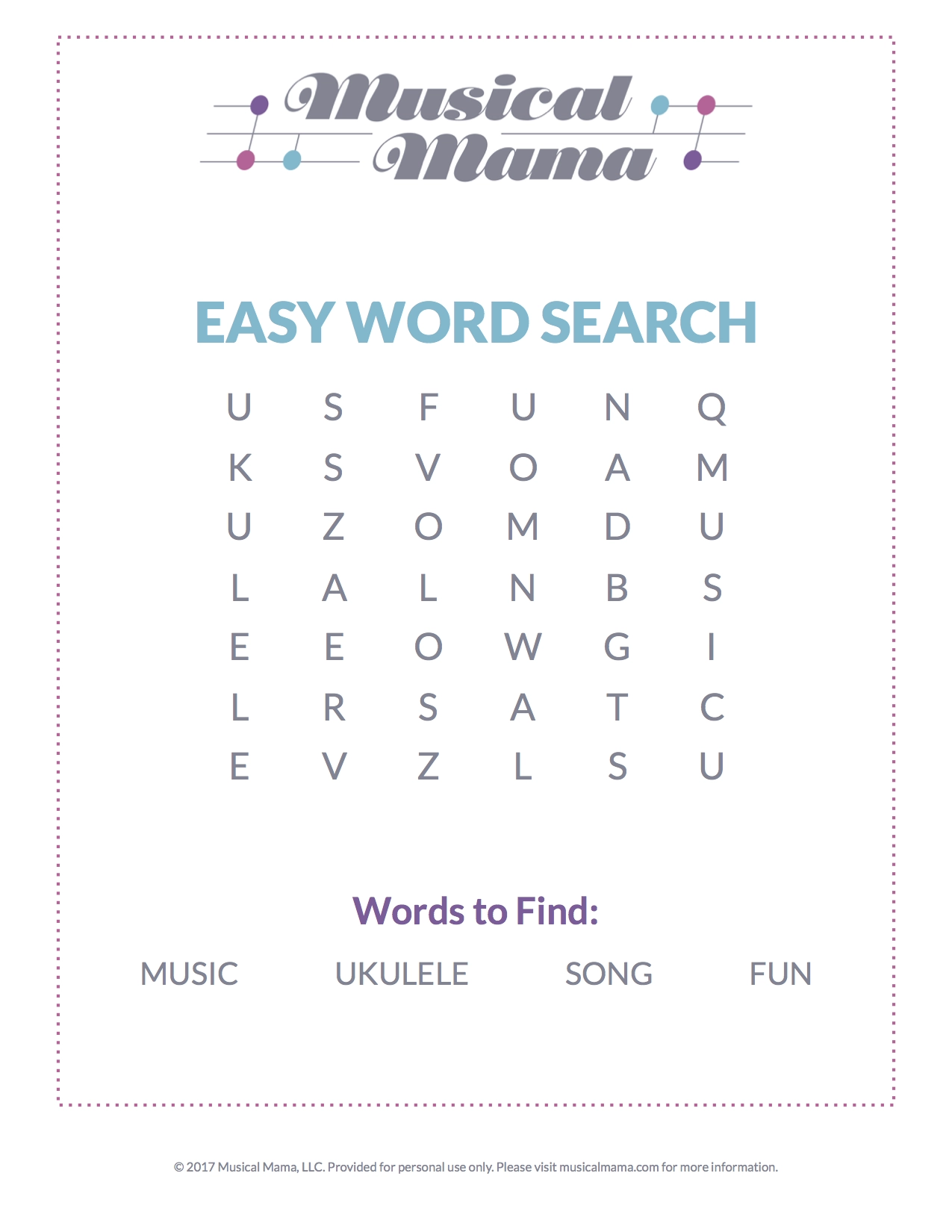 Free Printable Simple Word Search For Kids