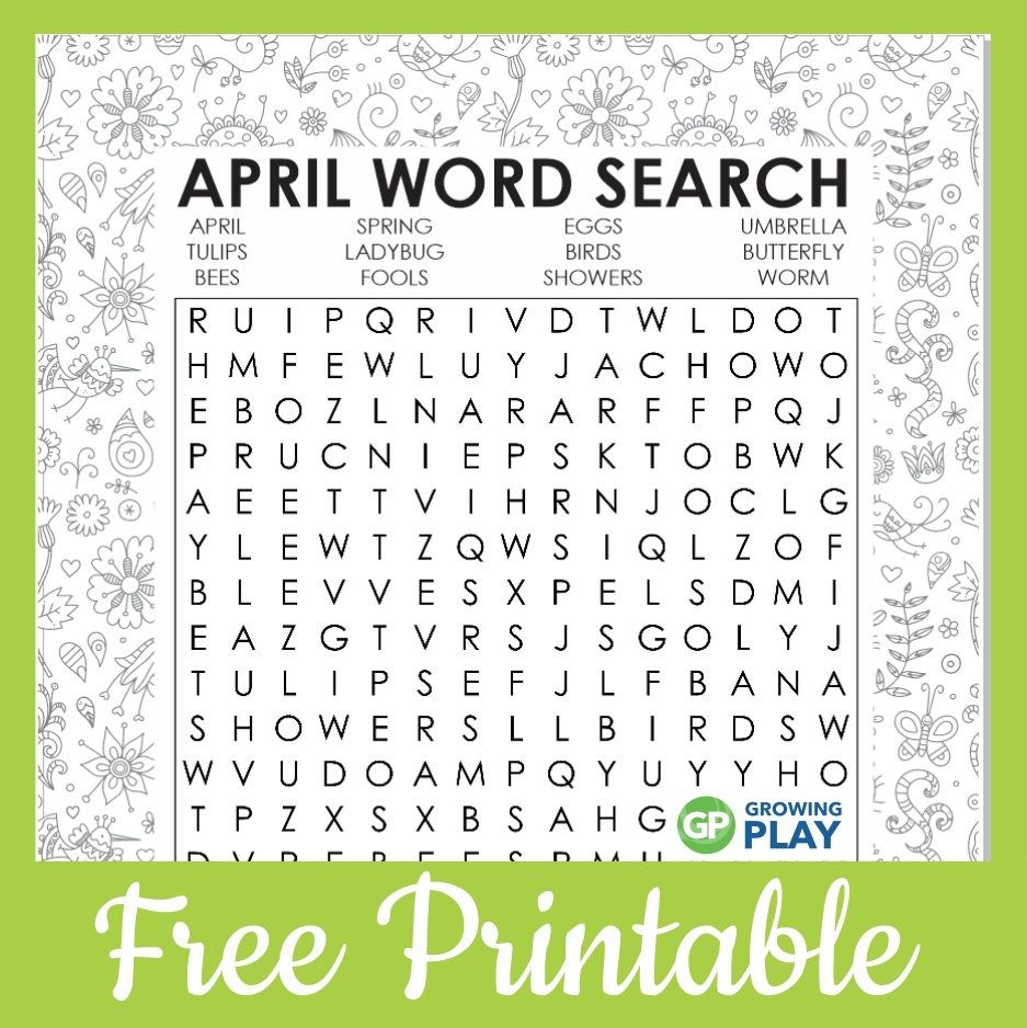 Free Printable April Word Search Growing Play Free Printable April Word Search Growing Play