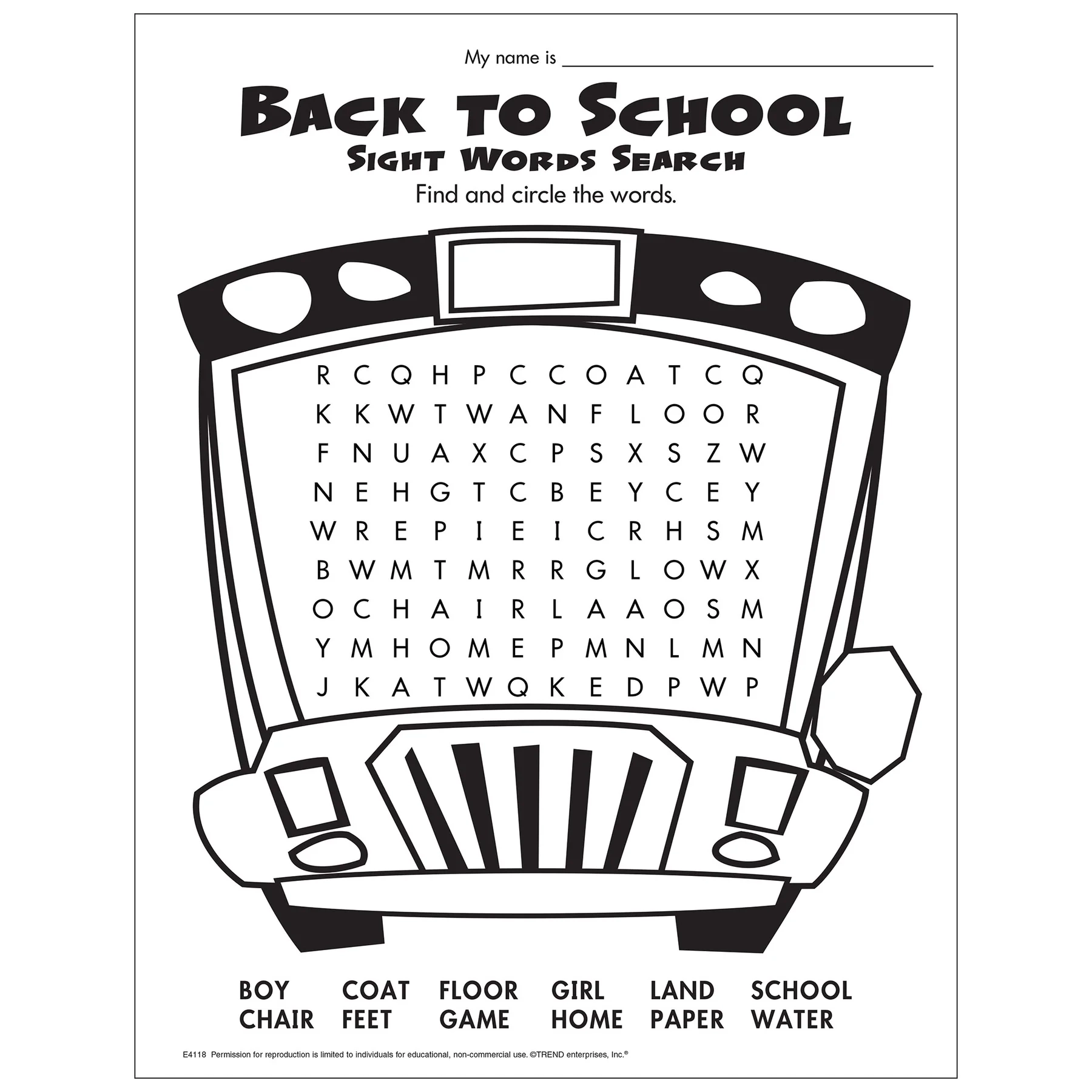 Free Printable Back To School Sight Words Search TREND Enterprises Inc Free Printable Back To School Sight Words Search TREND Enterprises Inc