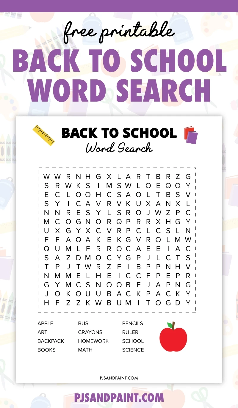 Free Printable Back To School Word Search Pjs And Paint Free Printable Back To School Word Search Pjs And Paint