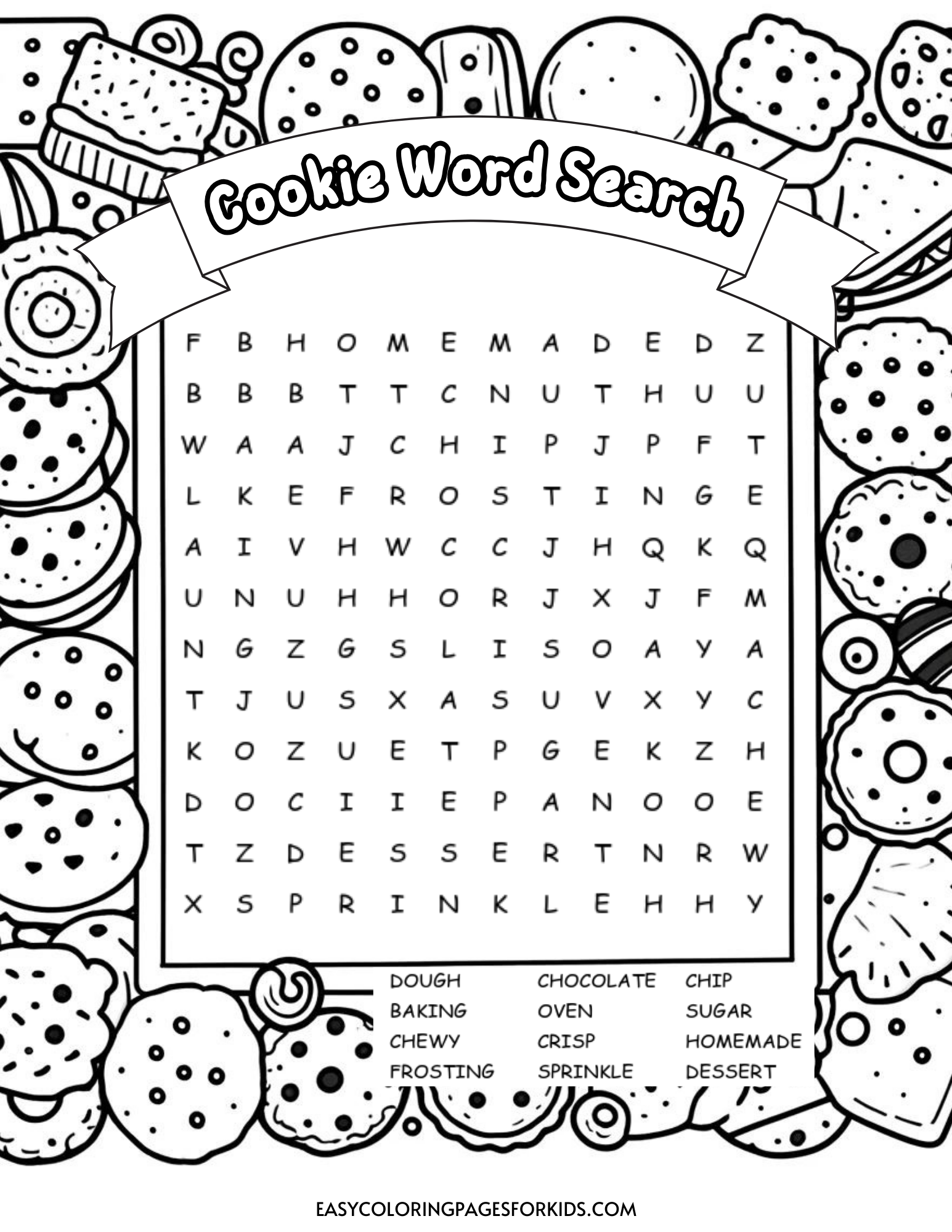 Free Printable Cookie Word Search For Kids Easy Coloring Pages For Kids Free Printable Cookie Word Search For Kids Easy Coloring Pages For Kids