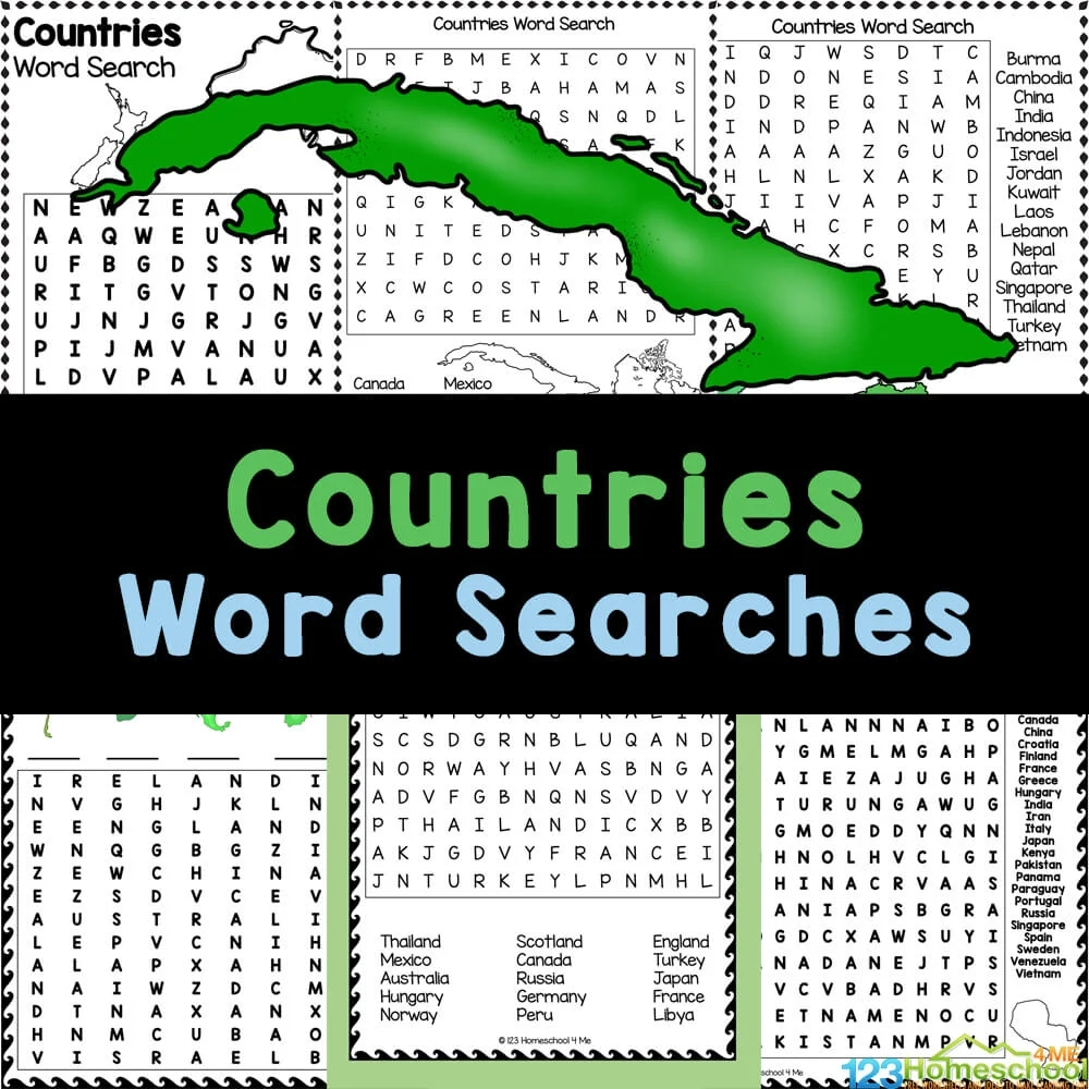 Country Word Search Printable