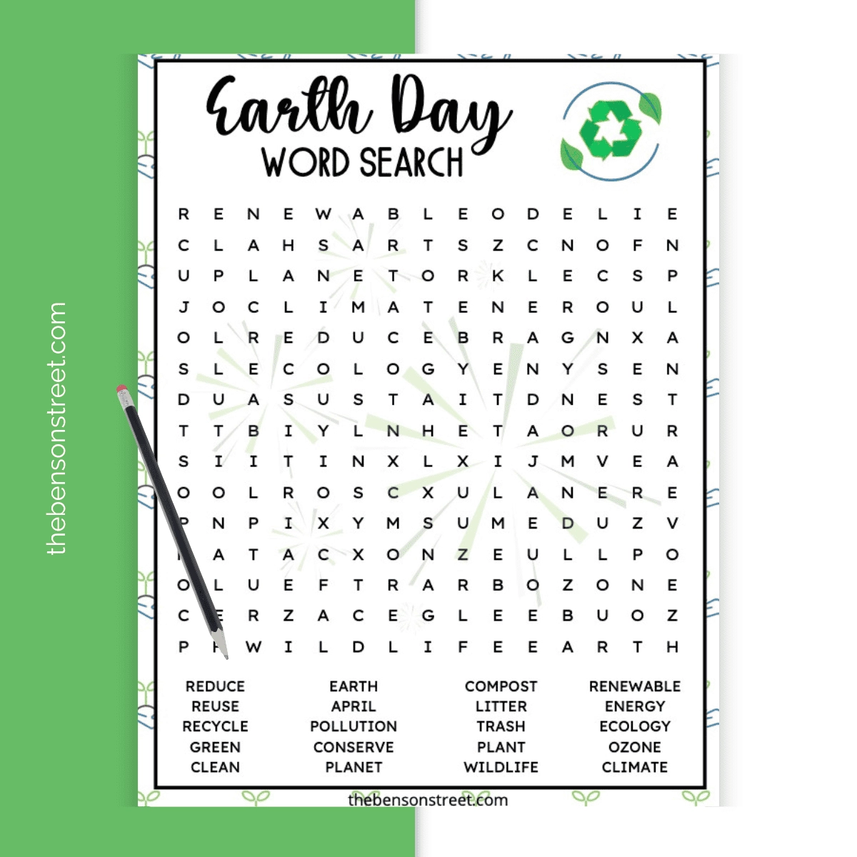 Free Printable Earth Day Word Search Activity The Benson Street Free Printable Earth Day Word Search Activity The Benson Street
