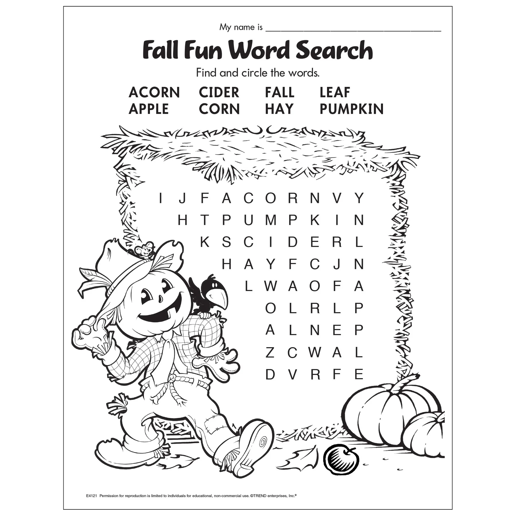 Fall Word Search Printable Pdf