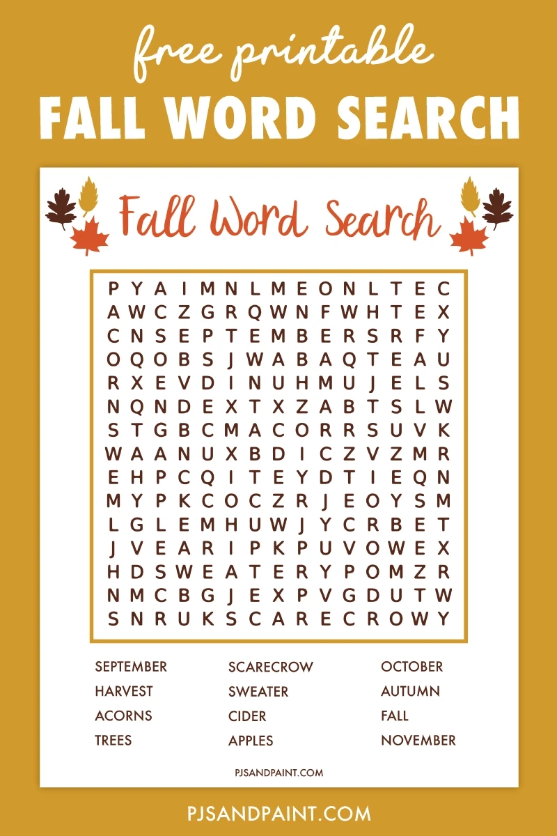 Fall Word Search Printable For Kids Fall Word Search Printable For Kids