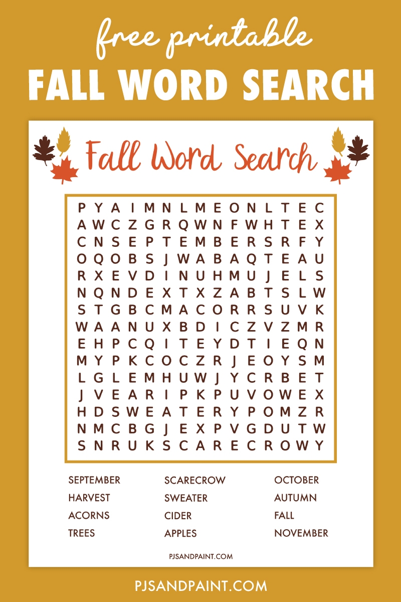 Free Printable Word Search Fall Free Printable Word Search Fall