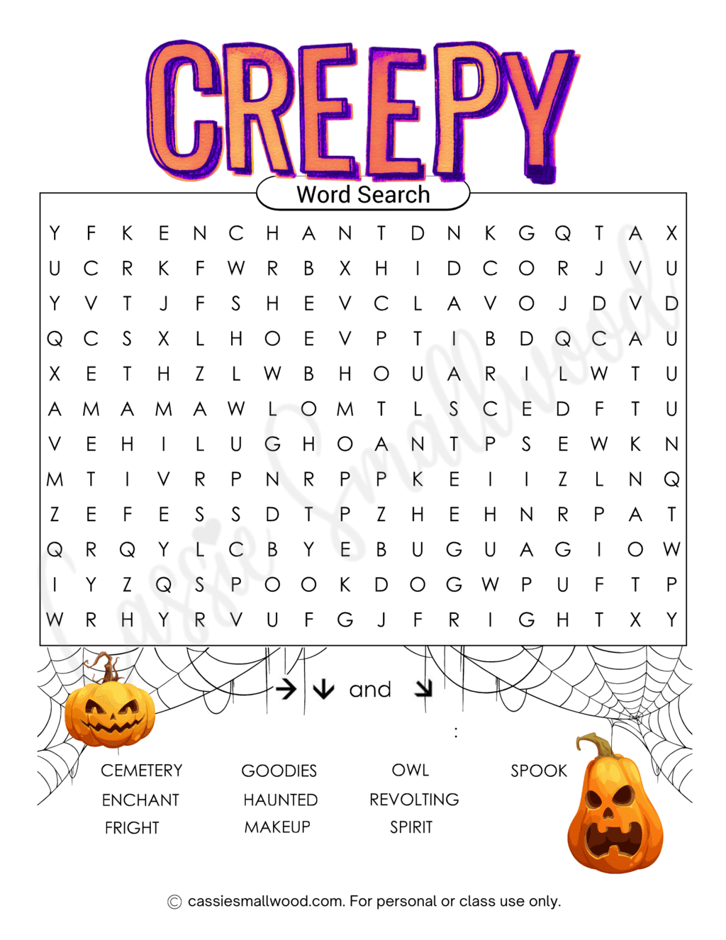 FREE Printable Halloween Word Searches Cassie Smallwood FREE Printable Halloween Word Searches Cassie Smallwood