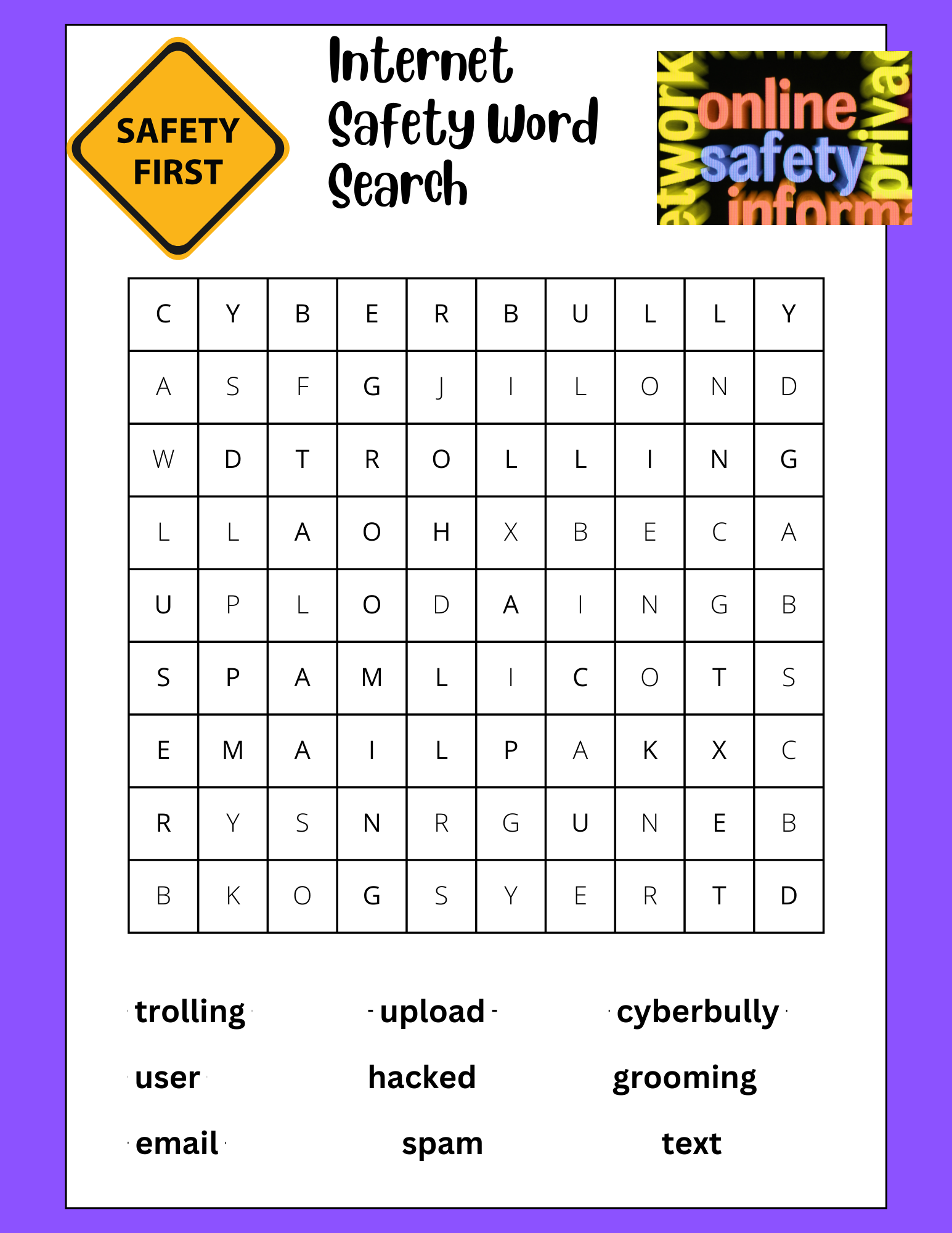 FREE Printable Internet Safety Word Search With Answer Key Made By Teachers FREE Printable Internet Safety Word Search With Answer Key Made By Teachers