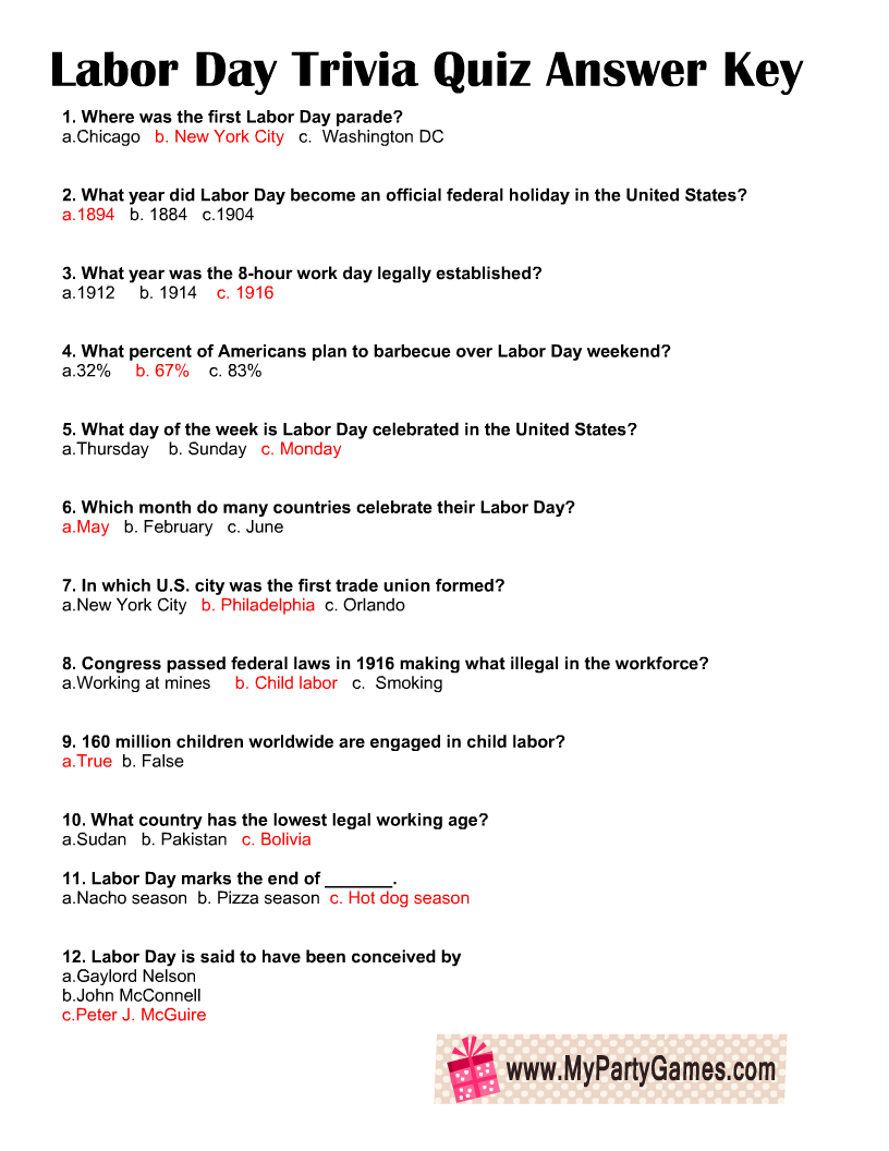 Free Printable Labor Day Trivia Quiz With Answer Key Worksheets Library Free Printable Labor Day Trivia Quiz With Answer Key Worksheets Library