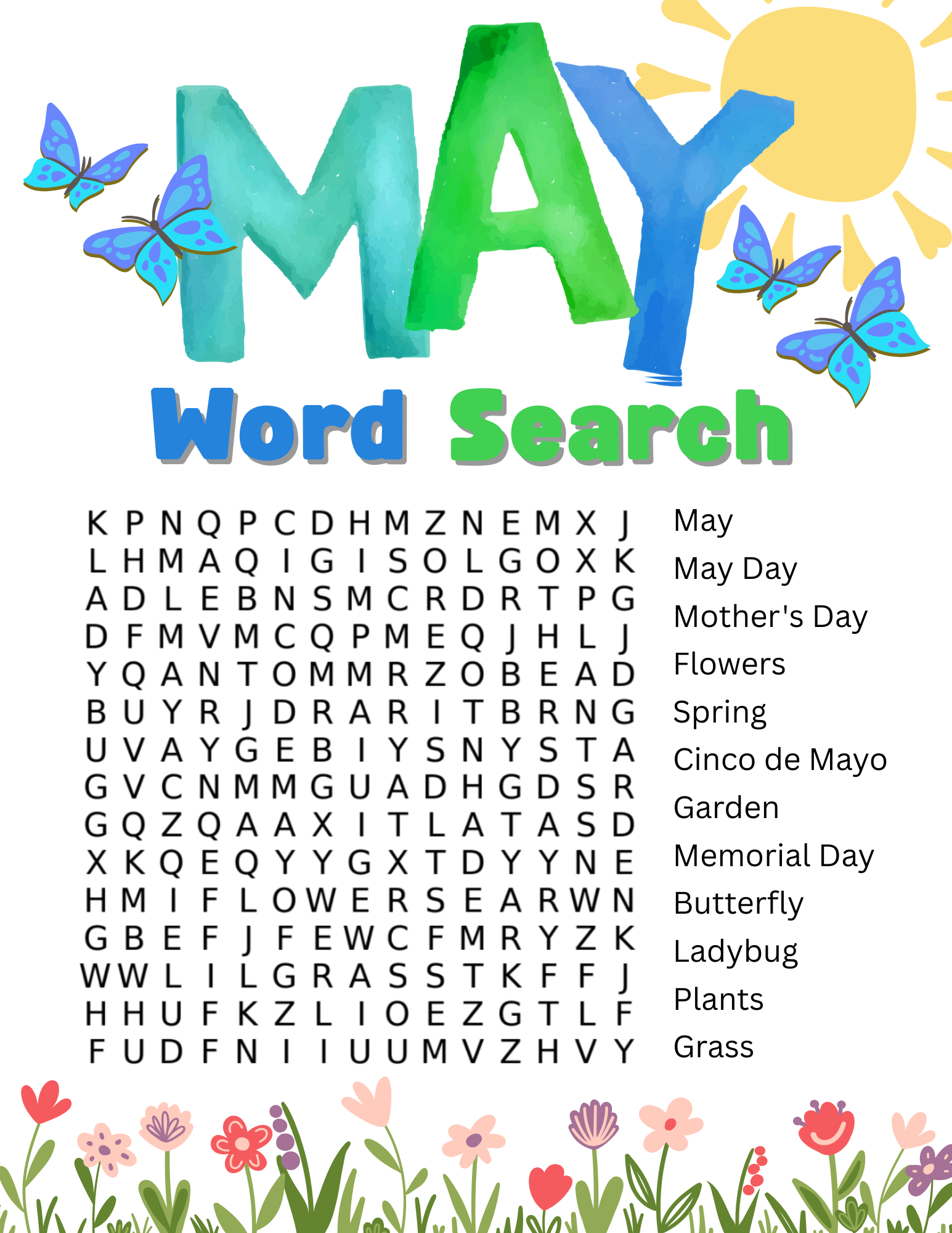 Free Printable May Word Search Puzzle Free Printable May Word Search Puzzle