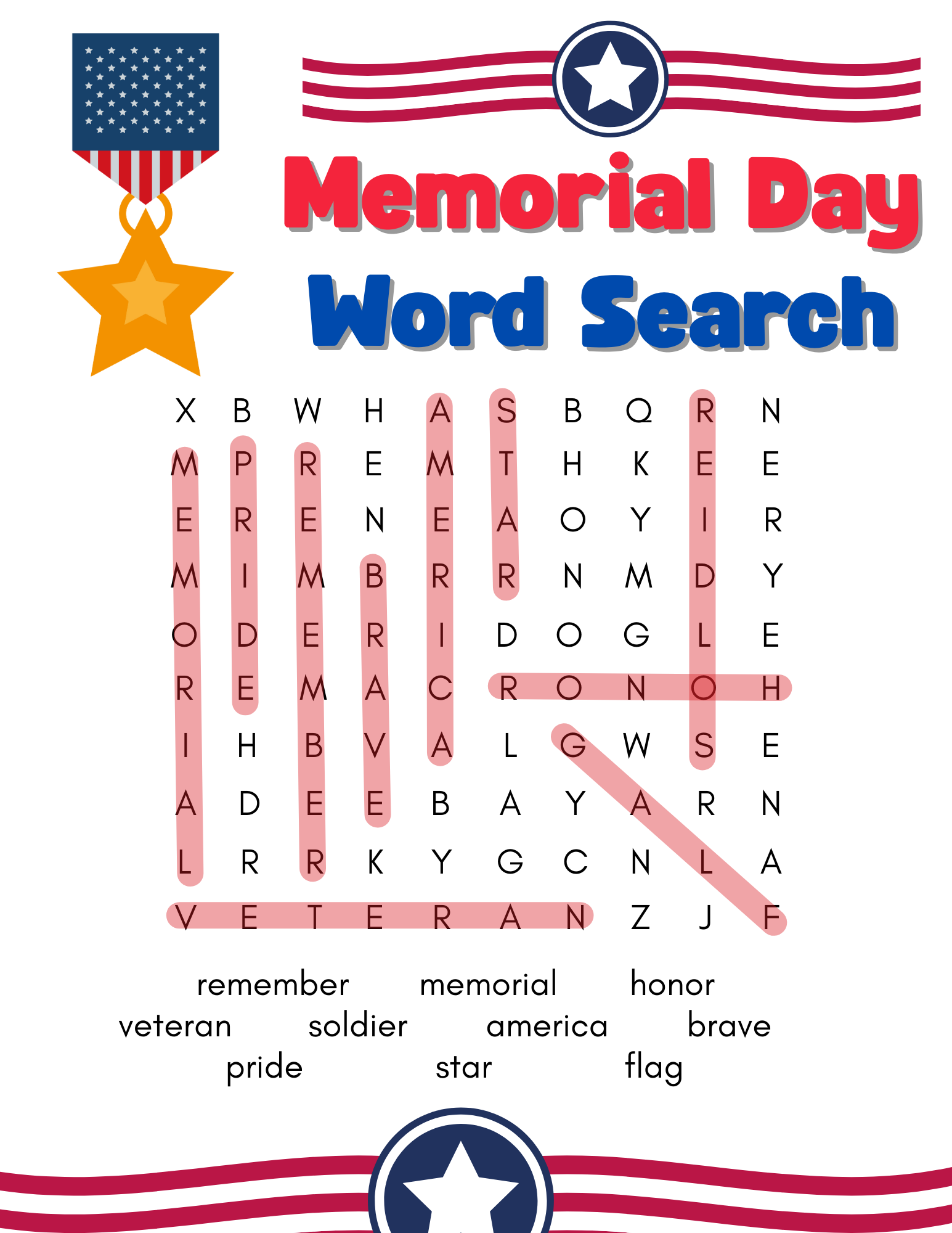 Free Printable Memorial Day Word Search Puzzle Free Printable Memorial Day Word Search Puzzle
