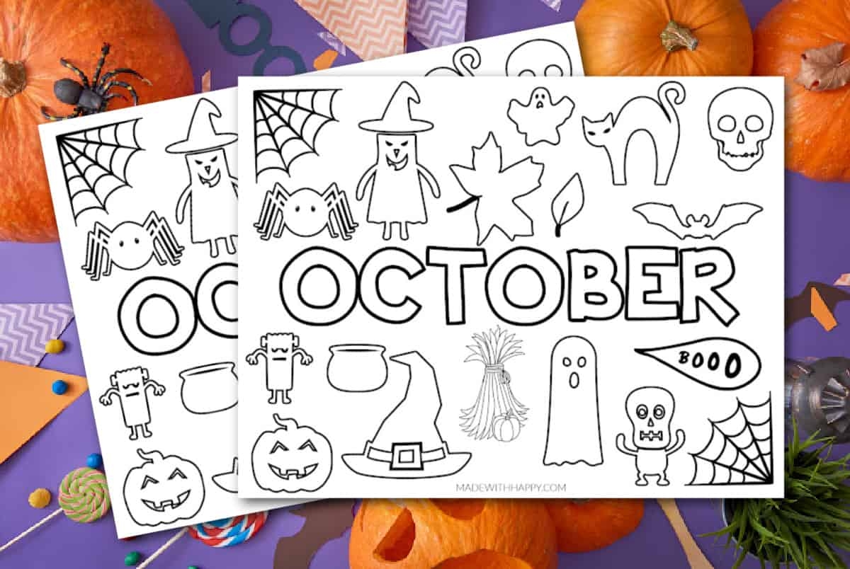 Free Printable October Coloring Page Made With HAPPY Free Printable October Coloring Page Made With HAPPY