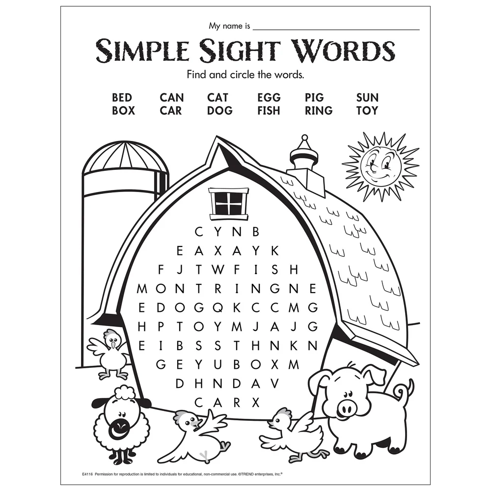 Simple Printable Word Search