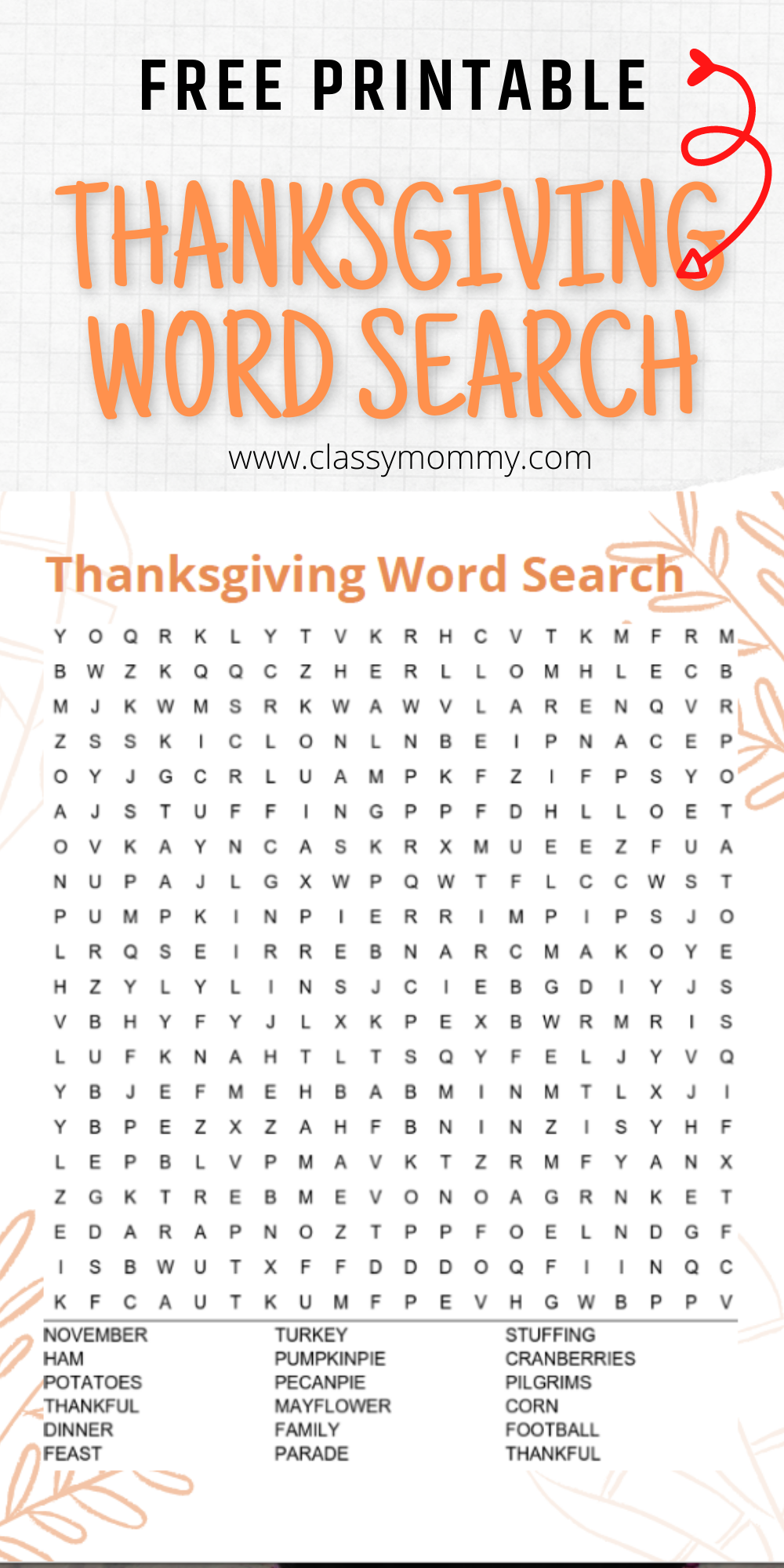Thanksgiving Word Searches Free Printable