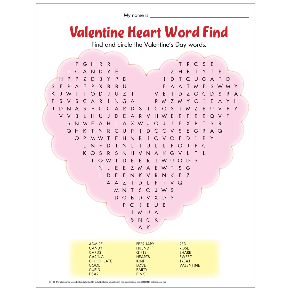 Free Printable Valentine Heart Word Find TREND Enterprises Inc Free Printable Valentine Heart Word Find TREND Enterprises Inc