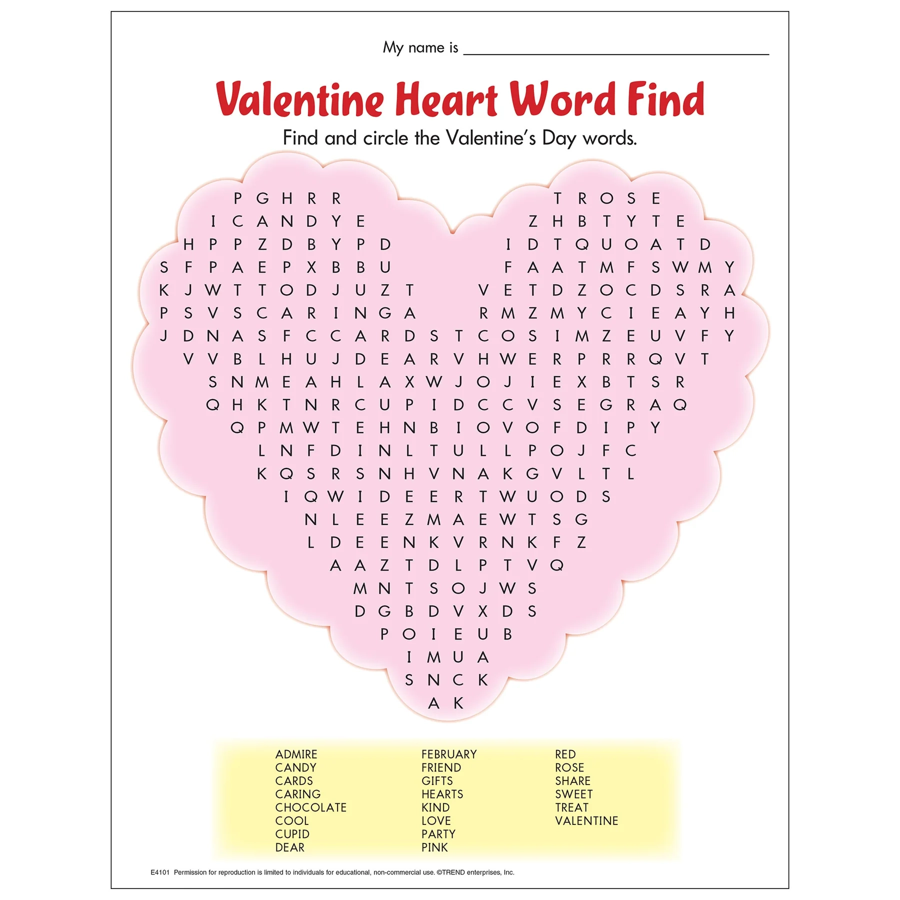Free Printable Valentine Heart Word Find TREND Enterprises Inc Free Printable Valentine Heart Word Find TREND Enterprises Inc