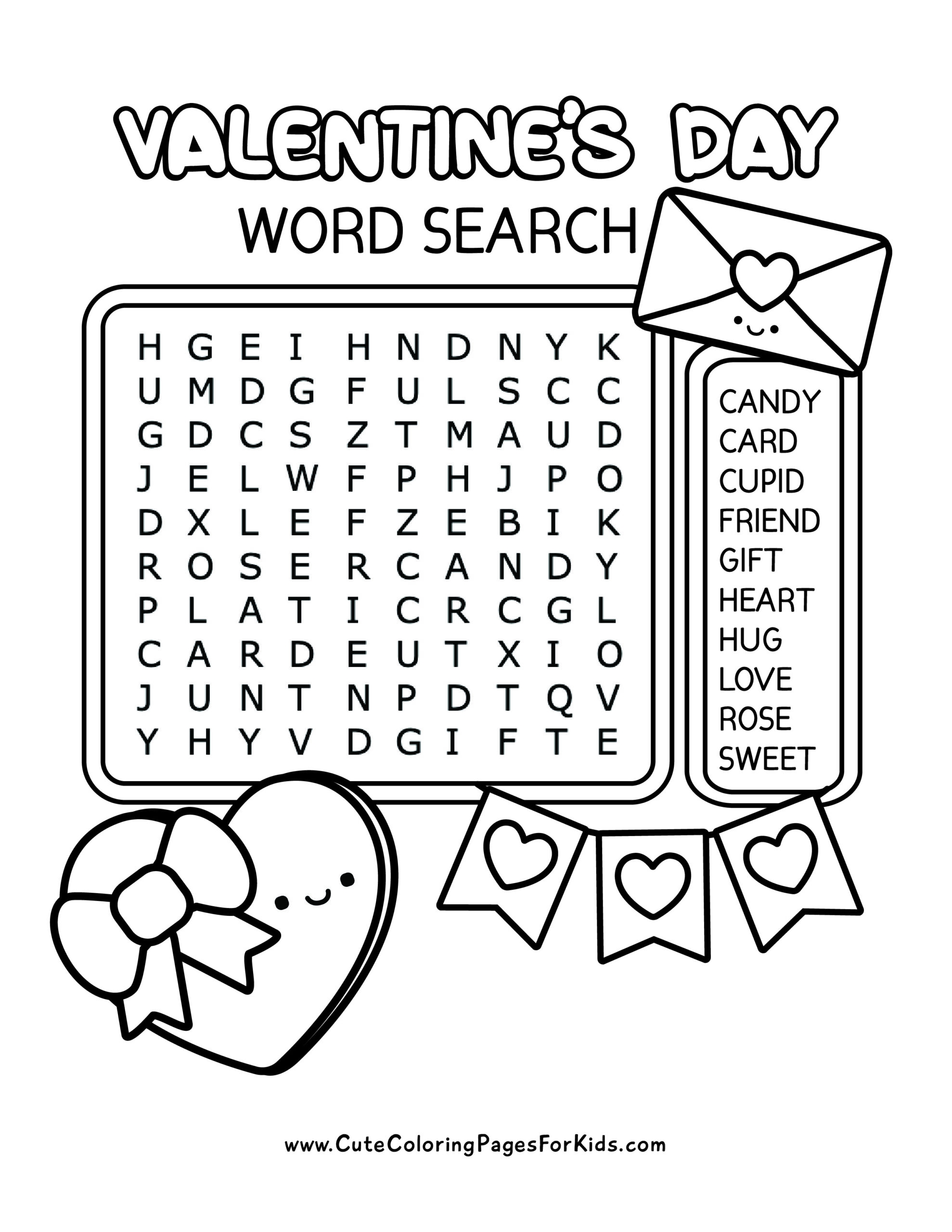 Free Printable Valentine s Day Word Search For Kids Cute Coloring Pages For Kids Free Printable Valentine s Day Word Search For Kids Cute Coloring Pages For Kids