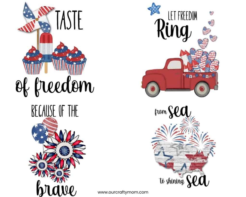 Free Printable Wall Art For 4th Of July Set Of 4 With Little Red Truck Free Printable Wall Art For 4th Of July Set Of 4 With Little Red Truck