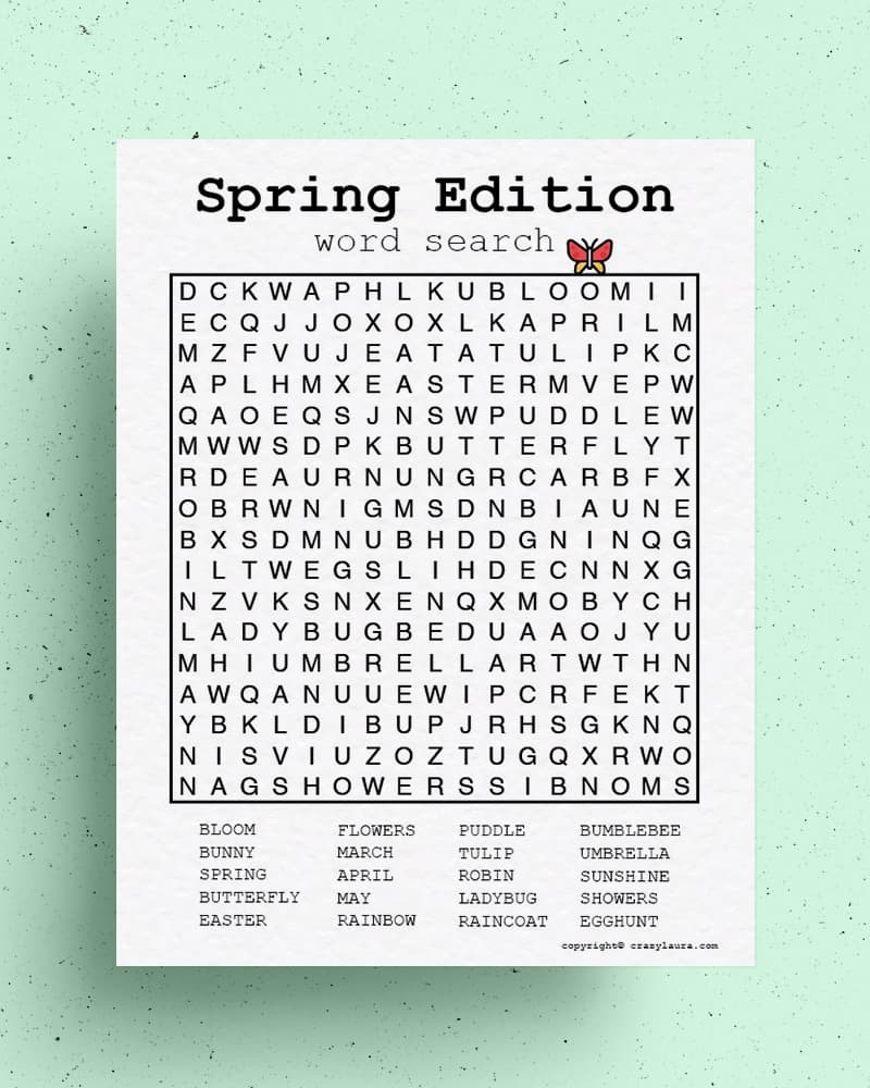 Free Spring Word Search Printable Game Sheets For Free Spring Word Search Printable Game Sheets For