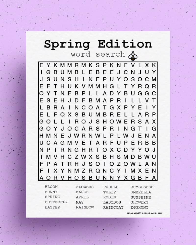 Free Spring Word Search Printable Game Sheets For Free Spring Word Search Printable Game Sheets For