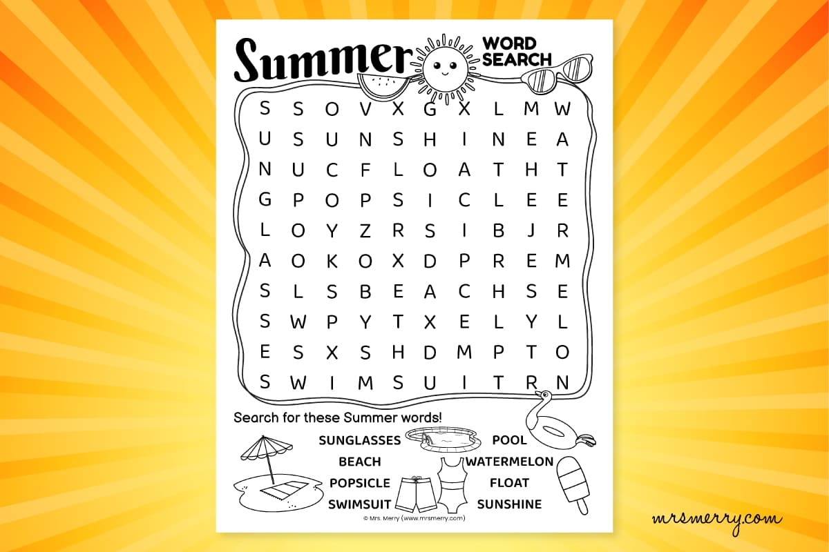 Summer Word Search Printable Fun Summer Word Search Printable Fun