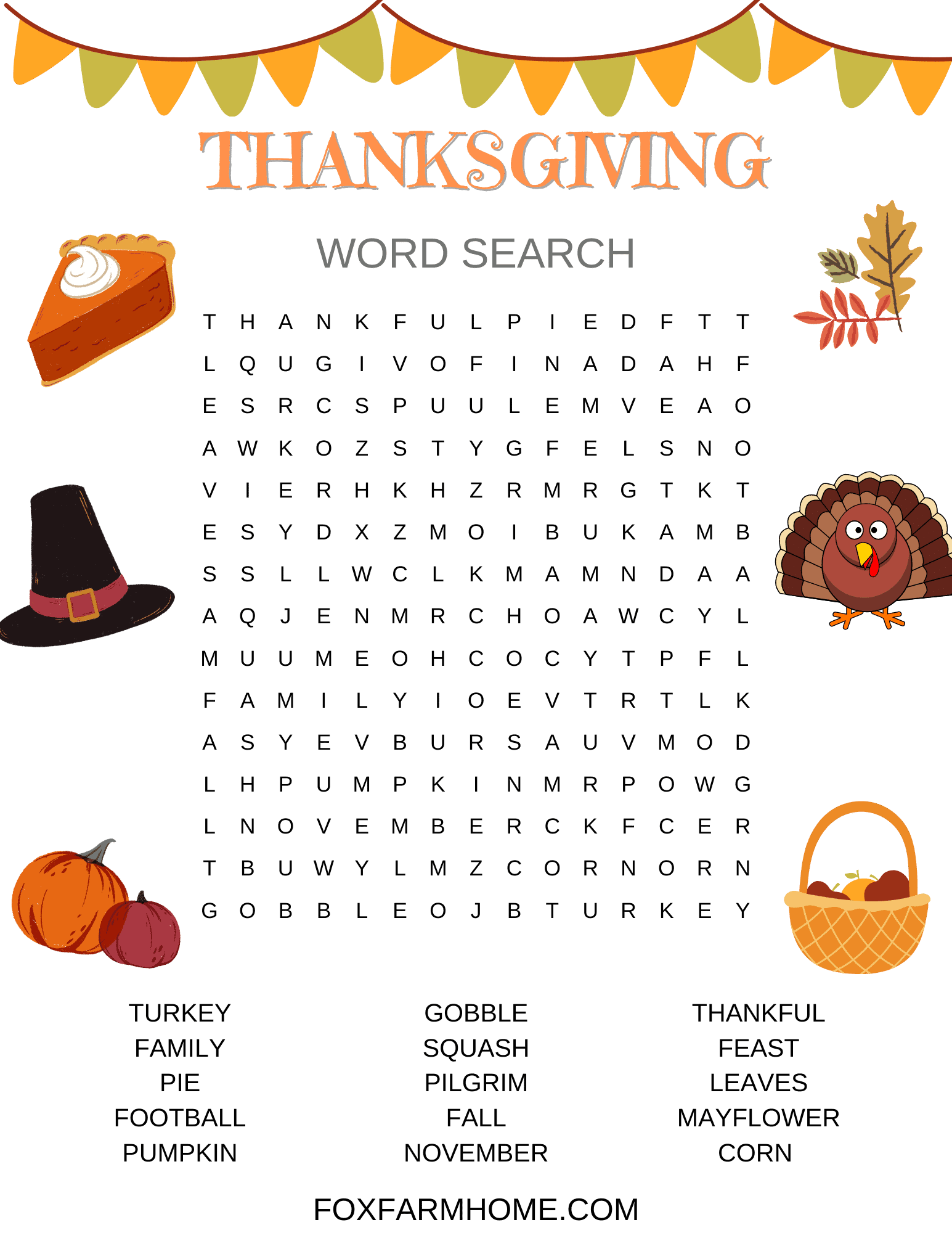 Free Thanksgiving Word Search Printable For Kids Fox Farm Home Free Thanksgiving Word Search Printable For Kids Fox Farm Home