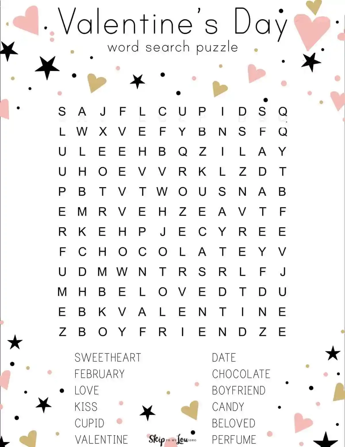Valentine's Day Word Search Puzzle Printable Valentine's Day Word Search Puzzle Printable