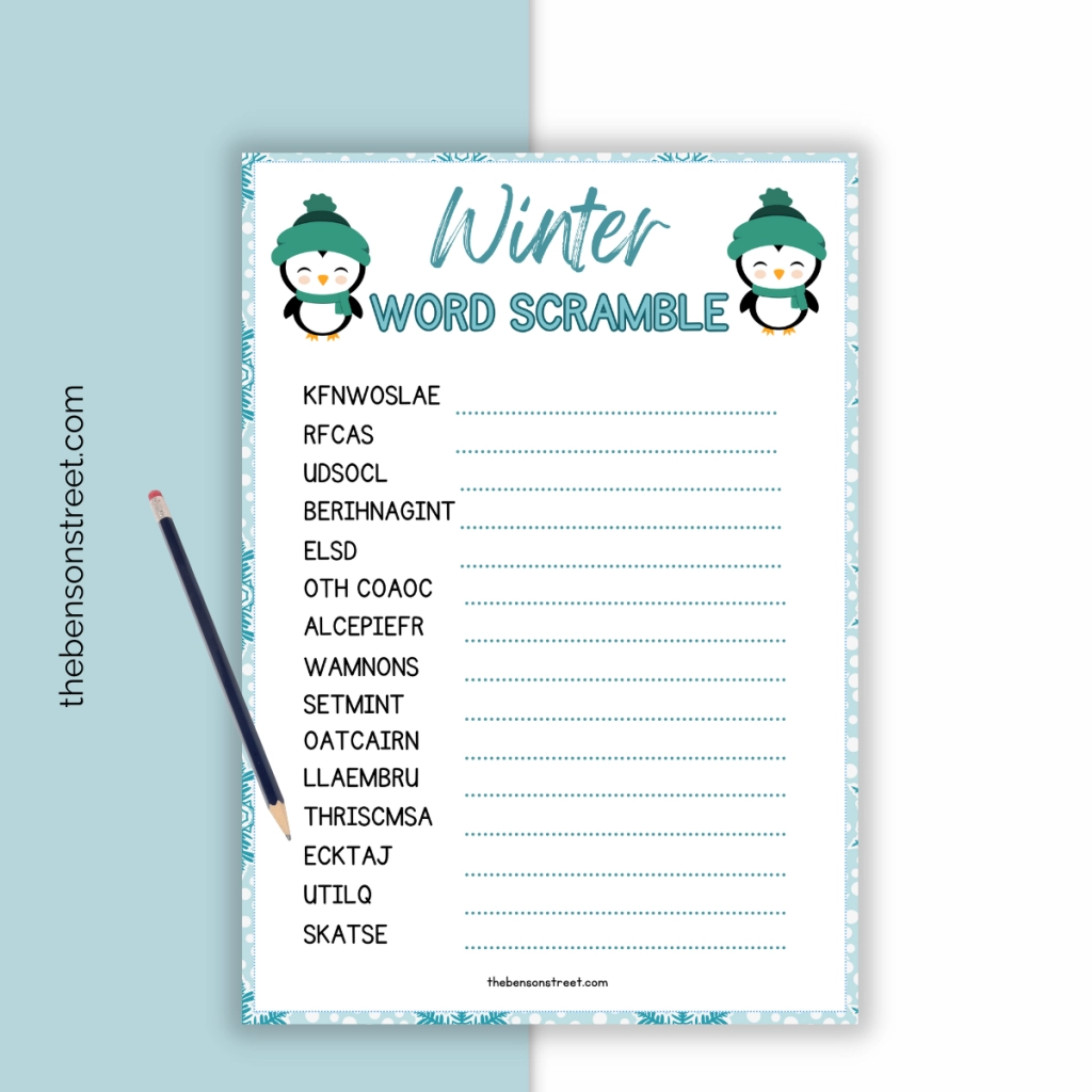 Artsyfartsymama Winter Word Search Printable