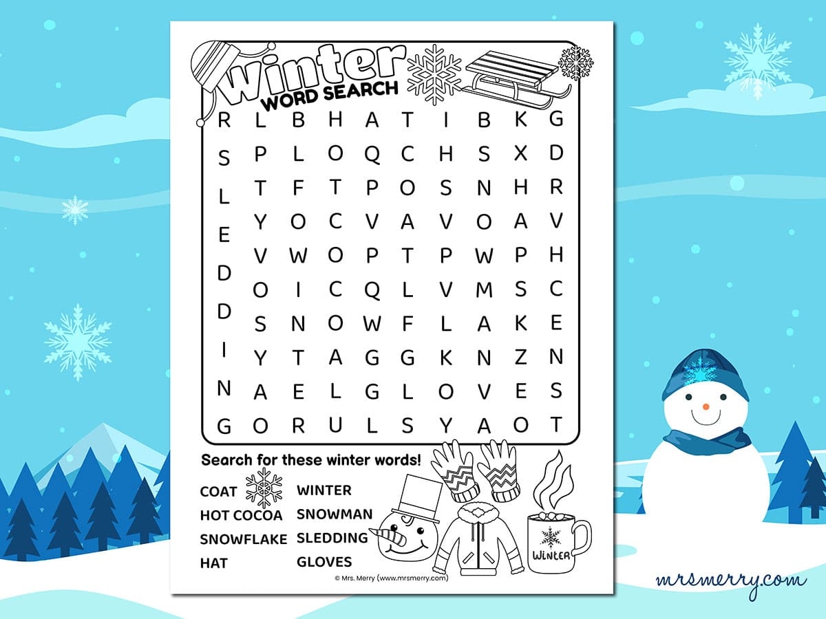 Winter Word Search Printable For Kids Winter Word Search Printable For Kids