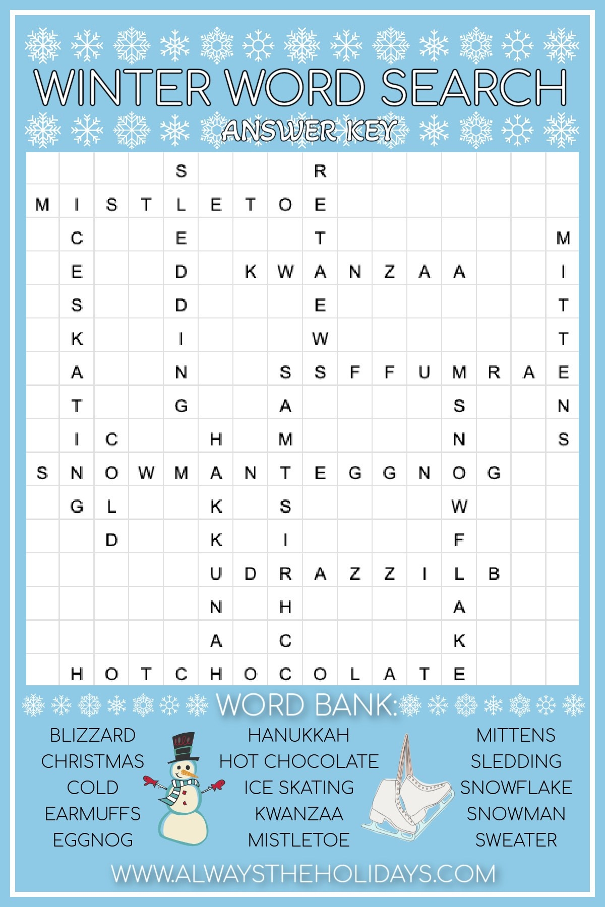 Word Search Puzzles Winter Printable Free Word Search Puzzles Winter Printable Free