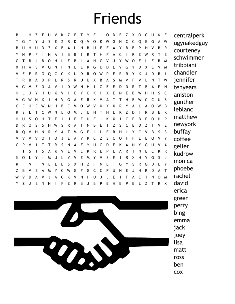 Friends Word Search WordMint Friends Word Search WordMint