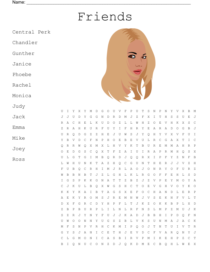 Friends Word Search WordMint Friends Word Search WordMint