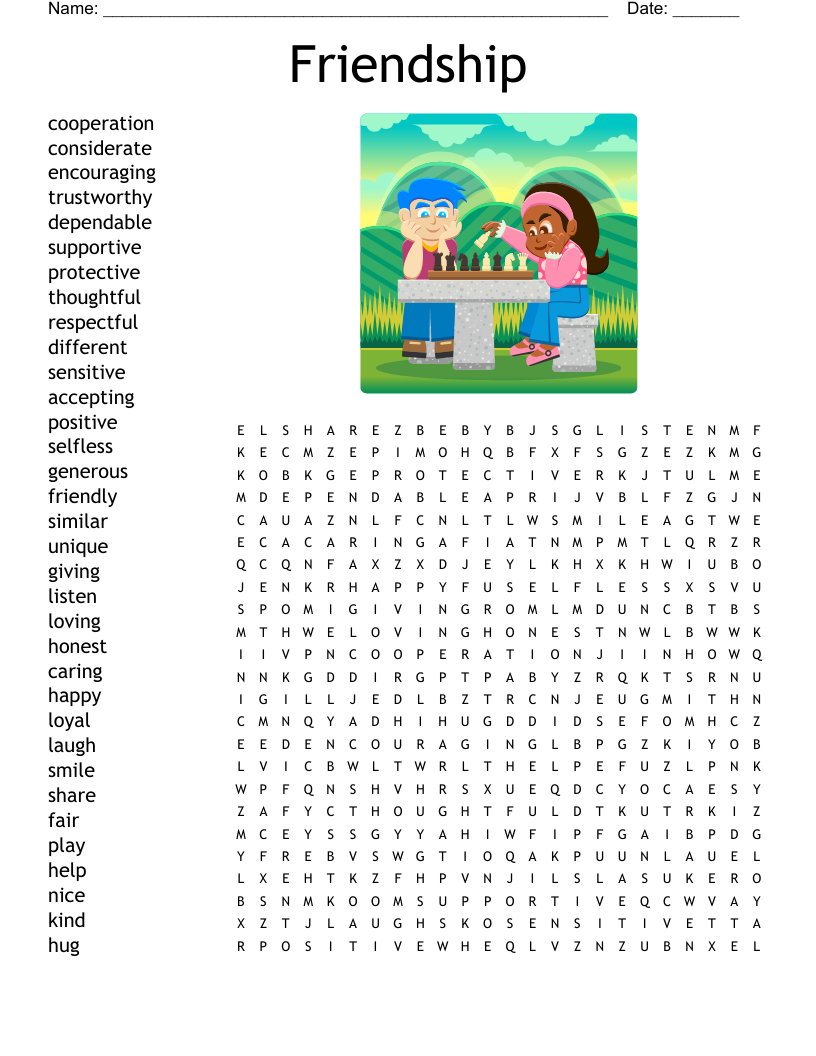 Friendship Word Search WordMint Friendship Word Search WordMint