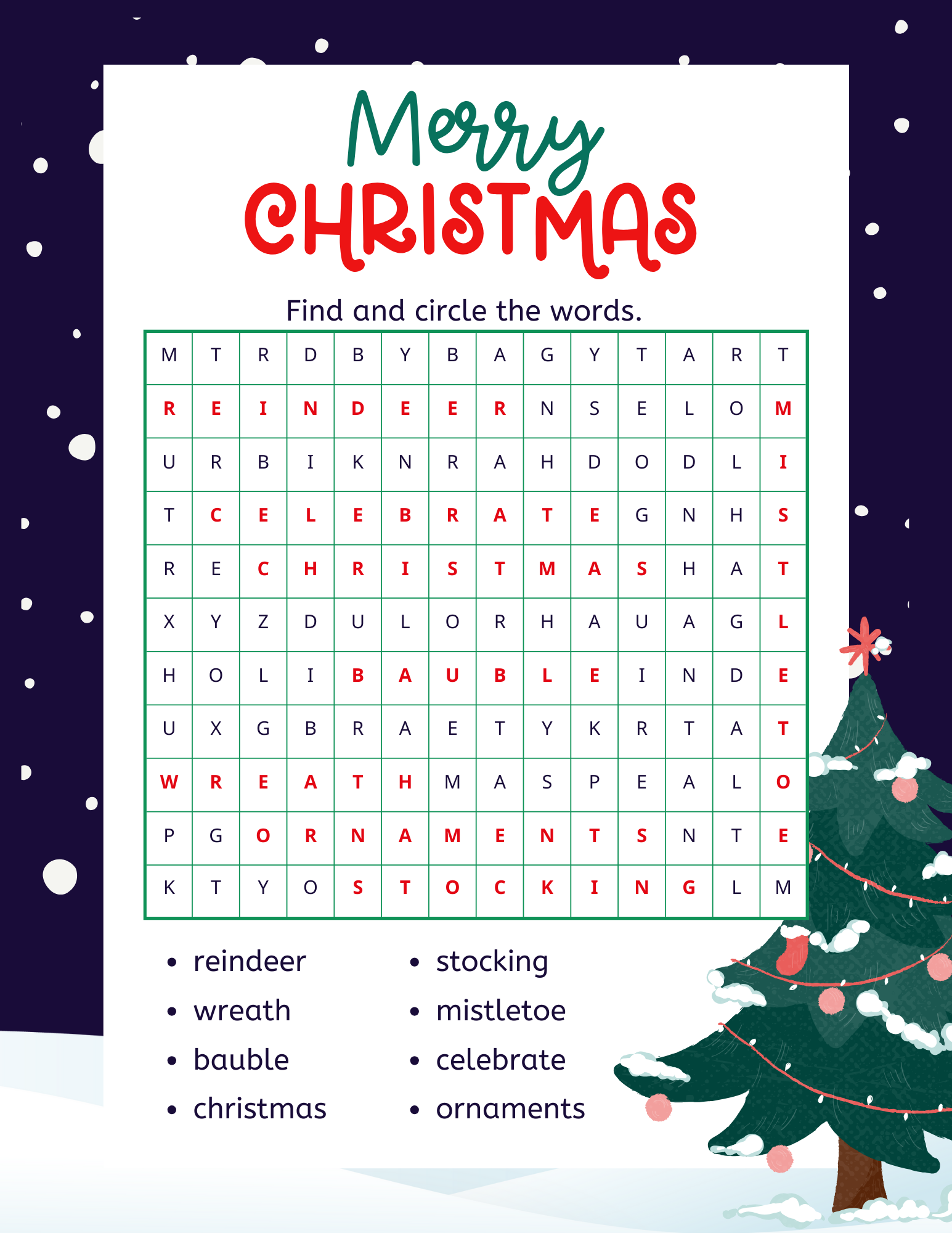 Word Search Puzzles For Christmas Printables Word Search Puzzles For Christmas Printables