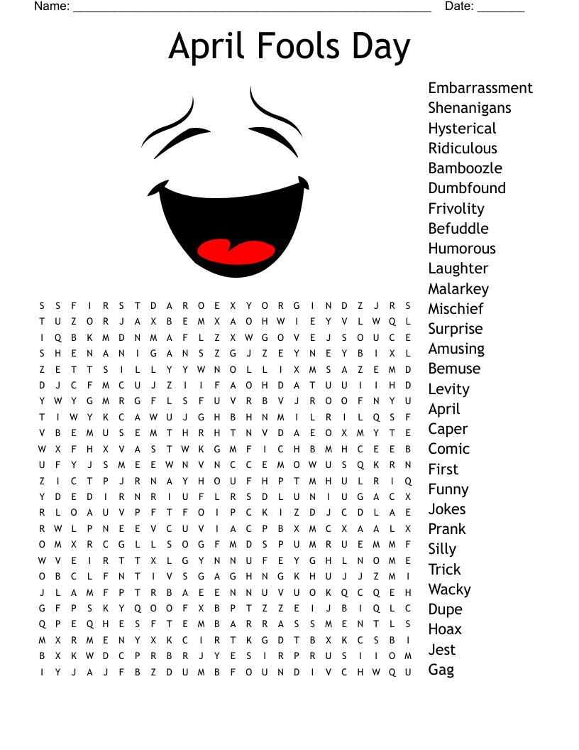 Funny And Ridiculous Things Word Search WordMint Funny And Ridiculous Things Word Search WordMint