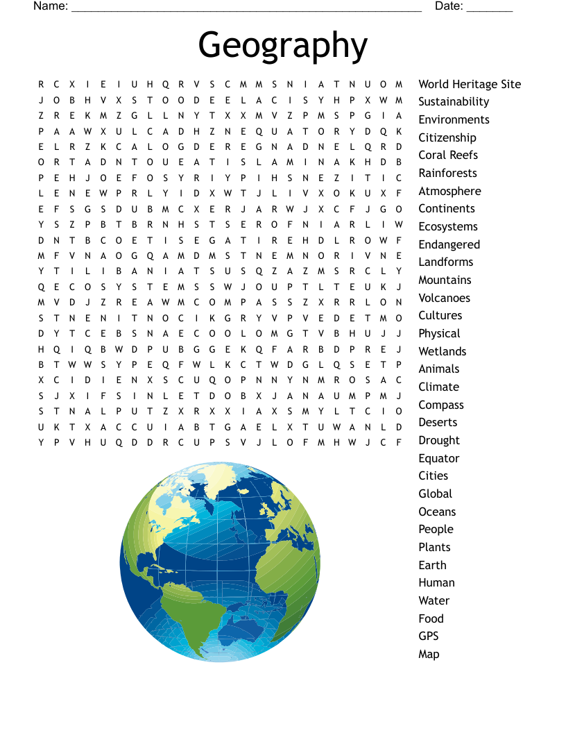 Geography Word Search WordMint Geography Word Search WordMint